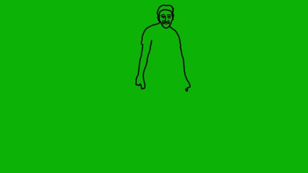 Kreskówka Rysować Kolorowanki Człowiek Jeździć Rowerze Zielonym Ekranie Człowiek Rysunek — Wideo stockowe