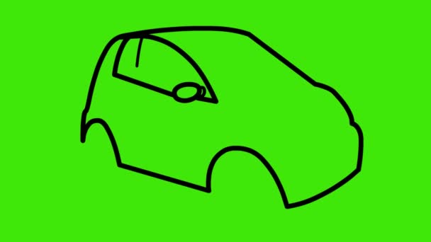 Rysunek Kreskówki Kolorowanki Samochód Zielonym Ekranie Rysunek Samochodu Animacja Samochód — Wideo stockowe