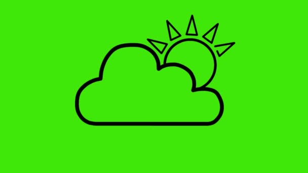 Рисунок Раскраска Погоды Зеленом Экране Рисунок Погоды Анимация Солнце Облако — стоковое видео