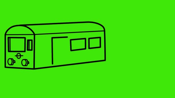 Мультфільм Малюнок Розмальовка Поїзд Зеленому Екрані Малюнок Поїзда Анімація Рейка — стокове відео