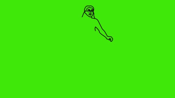 Desenho Animado Desenhar Colorir Uma Mulher Com Ciclo Tela Verde — Vídeo de Stock