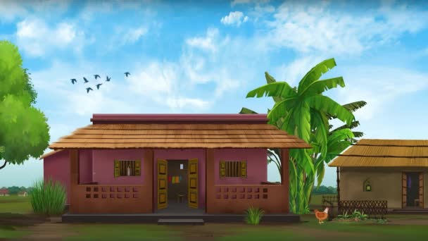 Animation Dessin Animé Pauvre Fond Maison Village Indien Petite Maison — Video