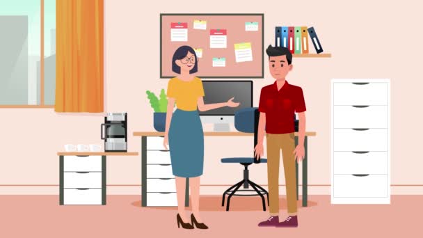 アニメーション 女の子 オフィスの男 ビジネスマン アニメーション — ストック動画