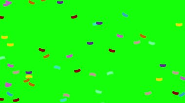 yeşil ekran / animasyon / konsept / konfeti yağmuru / renkli konfeti üzerine düşen renkli konfeti