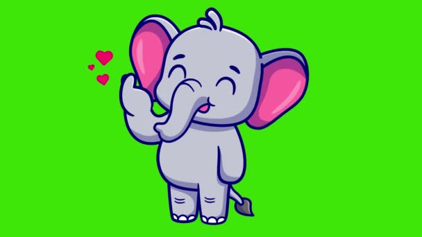 Cartoon Elephant Making Korean Heart Sign Her Hand Animation Green — Stock Video