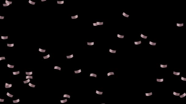 Ezüst Rózsaszín Konfetti Alá Animáció Fekete Háttér Animáció Koncepció Konfetti — Stock videók