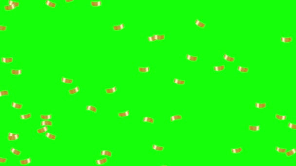 Altın Konfeti Yeşil Ekran Animasyon Konsept Konfeti Yağmuru Renkli Konfeti — Stok video