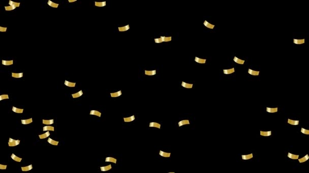 Golden Confetti Caindo Animação Fundo Preto Animação Conceito Chuva Confete — Vídeo de Stock