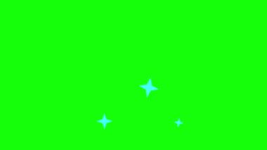 Yeşil ekranda parlayan yıldız parçacıkları / hareket grafikleri / kıvılcımlar yeşil zemin / ışık / yıldızlar / mavi, gök mavisi