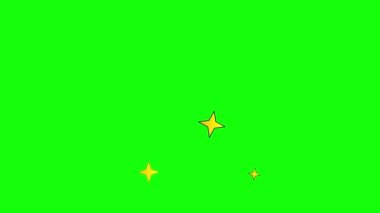 Yeşil ekran / hareket grafikleri / kıvılcımlar üzerindeki sarı parlayan yıldız parçacıkları yeşil arkaplan / parlaklık / yıldızlar 