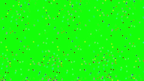 Kolorowe Konfetti Padające Animacja Zielonym Ekranie Animacja Koncepcja Deszcz Konfetti — Wideo stockowe