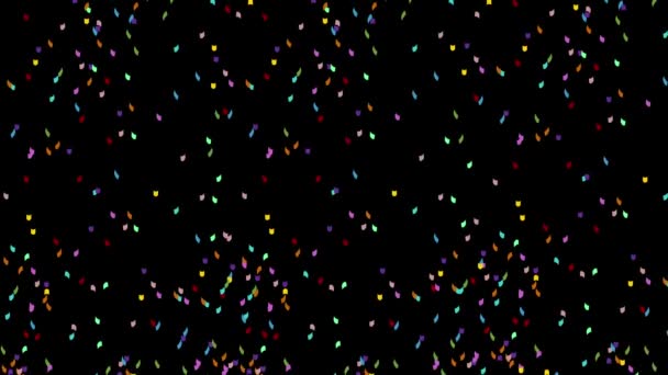 Animação Queda Confete Colorido Fundo Preto Animação Conceito Chuva Confete — Vídeo de Stock