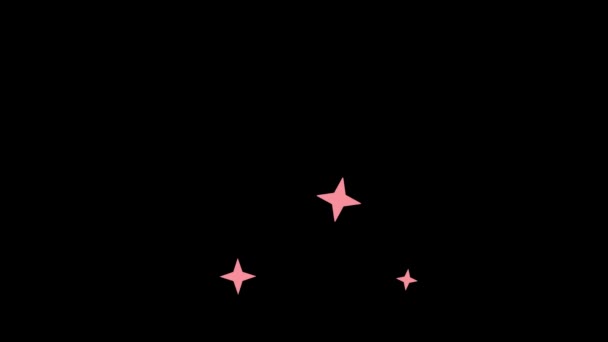 Rosa Leuchtende Sternteilchen Auf Schwarzem Bildschirm Bewegungsgrafik Funkeln Explodierte Schwarzer — Stockvideo