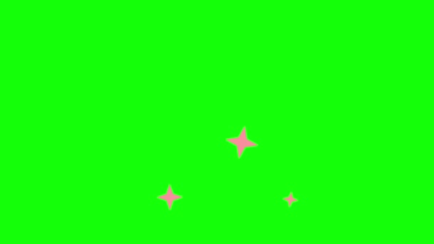 Partículas Estrelas Brilhantes Cor Rosa Tela Verde Gráficos Movimento Brilhos — Vídeo de Stock