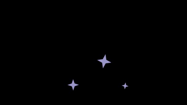 Lavendel Lila Leuchtende Sternteilchen Auf Schwarzem Bildschirm Bewegungsgrafik Funkeln Explodierte — Stockvideo