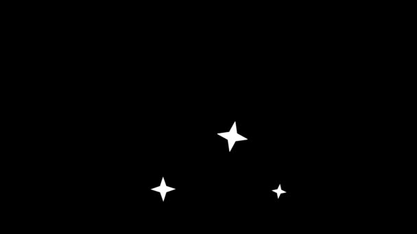 Weiß Leuchtende Sternteilchen Auf Schwarzem Bildschirm Bewegungsgrafik Funkeln Explodierte Schwarzer — Stockvideo