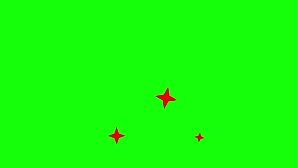 Partículas Estrelas Brilhantes Vermelhas Tela Verde Gráficos Movimento Brilhos Explodiu — Vídeo de Stock