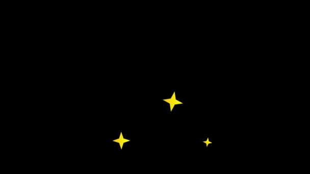 Gelb Leuchtende Sternteilchen Auf Schwarzem Bildschirm Bewegungsgrafik Funkeln Explodierte Schwarzer — Stockvideo