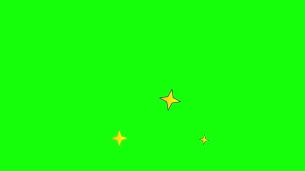 Gelbe Leuchtende Sternteilchen Auf Grünem Bildschirm Bewegungsgrafik Funkelt Explodierter Grüner — Stockvideo