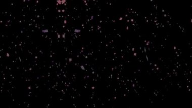 Siyah arkaplan / animasyon / kavram / konfeti yağmuru / renkli konfeti üzerine düşen pembe konfeti animasyonu