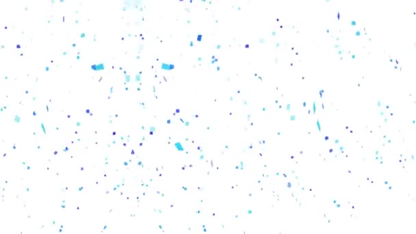 Kék Konfetti Alá Animáció Fehér Háttér Animáció Koncepció Konfetti Eső — Stock videók