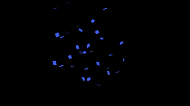 Синие Конфетти Падающие Анимации Чёрном Фоне Анимация Концепция Конфетти Дождь — стоковое видео