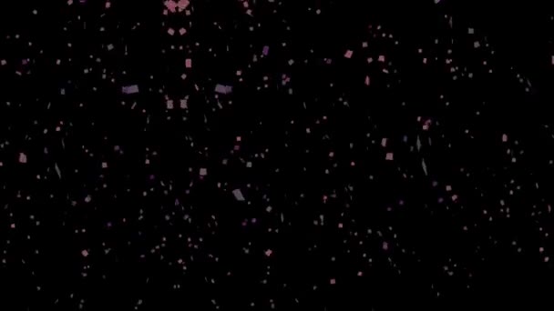 Confete Rosa Caindo Animação Fundo Preto Animação Conceito Confete Chuva — Vídeo de Stock