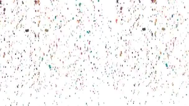 Beyaz Arkaplan Animasyon Konsept Konfeti Yağmuru Renkli Konfeti Üzerine Renkli — Stok video