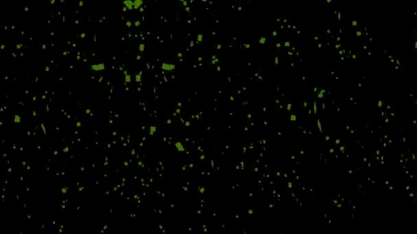 Confete Verde Caindo Animação Fundo Preto Animação Conceito Confete Chuva — Vídeo de Stock