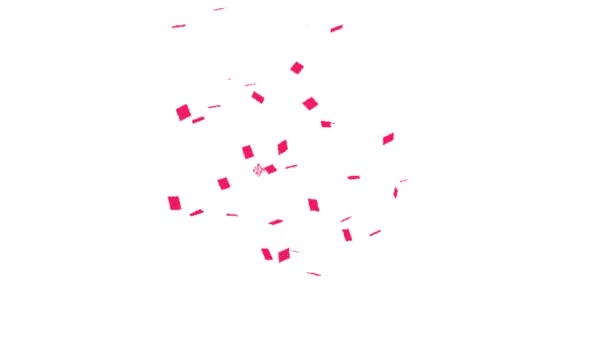粉红五彩纸屑在白色背景 五彩斑斓的五彩纸屑上飘落的动画 — 图库视频影像