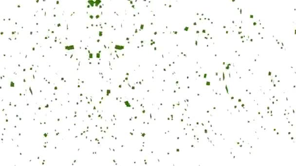 Zelené Konfety Padající Animace Bílém Pozadí Animace Koncept Konfety Déšť — Stock video