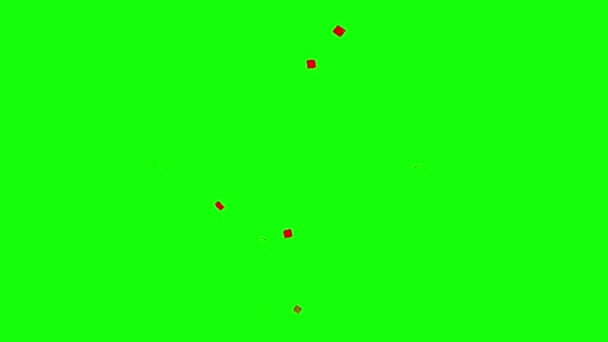 Röd Konfetti Fallande Animation Grön Skärm Animation Koncept Konfetti Regn — Stockvideo