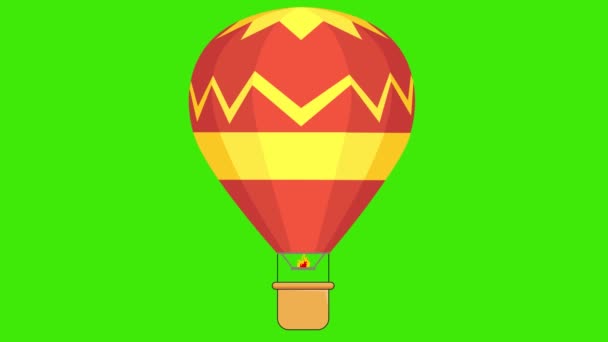 Balão Quente Voando Balão Colorido Dos Desenhos Animados Com Cesta — Vídeo de Stock