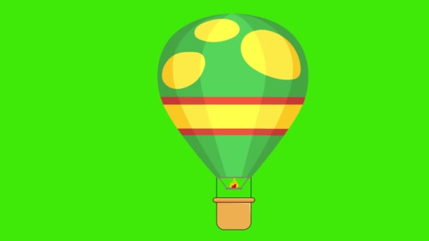 Hot Air Balloon Flying Cartoon Colorful Balloon Basket Air Balloon — Stock Video