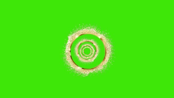 Анимация Блестящей Золотистой Абстрактной Спирали Зеленом Экране — стоковое видео