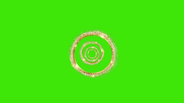 Animation Golden Glittery Shiny Abstract Spiral Green Screen — Stock Video