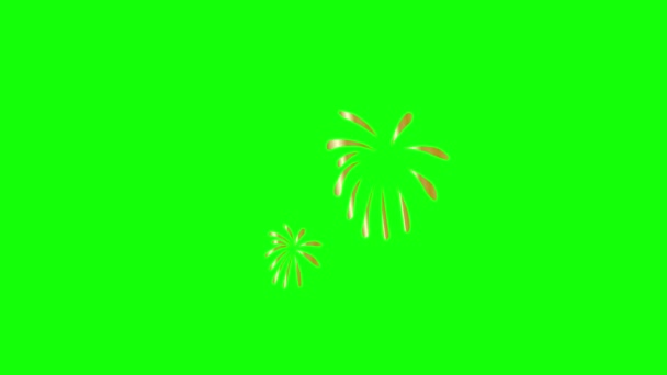 Golden Fireworks Animation Motion Graphics Green Screen Background Firework Animation — Stock Video