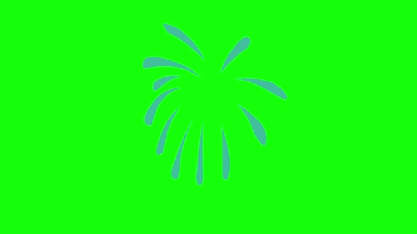 Teal Blue Firework Animation Motion Graphics Green Screen Background Fireworks — Stock Video