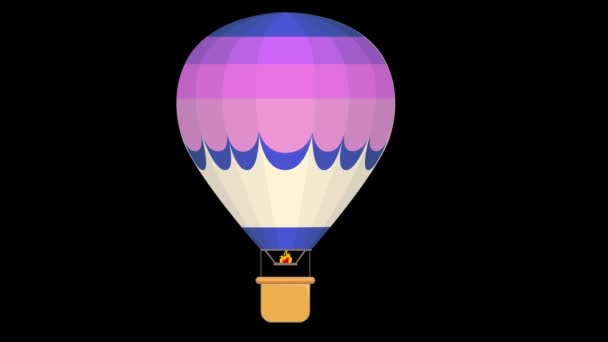 热气球飞行 卡通彩色气球与篮子 2D动画 — 图库视频影像