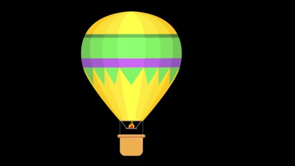 Horkovzdušný Balón Létání Kreslený Barevný Balón Košíkem Vzduchový Balón Animace — Stock video