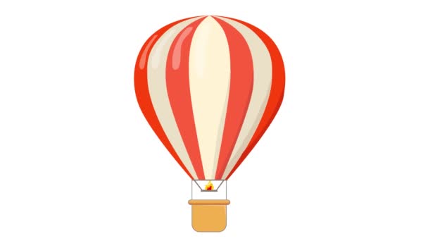 Hot Air Balloon Flying Tegneserie Fargerik Ballong Med Kurv Luftballong – stockvideo