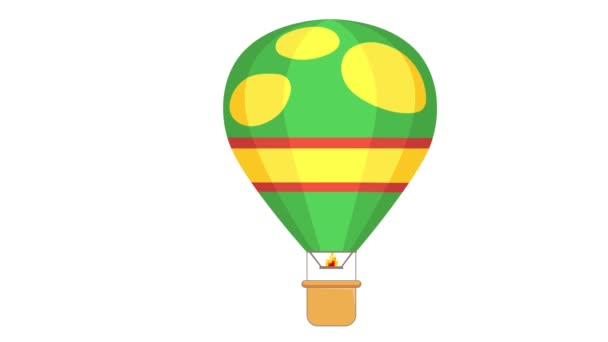 熱い気球飛行 バスケット 2Dアニメーションが付いている漫画の多彩な気球 — ストック動画