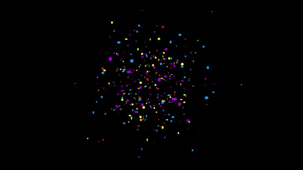 Colorido Confete Explodiu Animação Fundo Preto Animação Conceito Confete Chuva — Vídeo de Stock