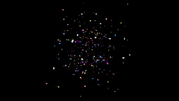Colorido Confete Explodiu Animação Fundo Preto Animação Conceito Confete Chuva — Vídeo de Stock