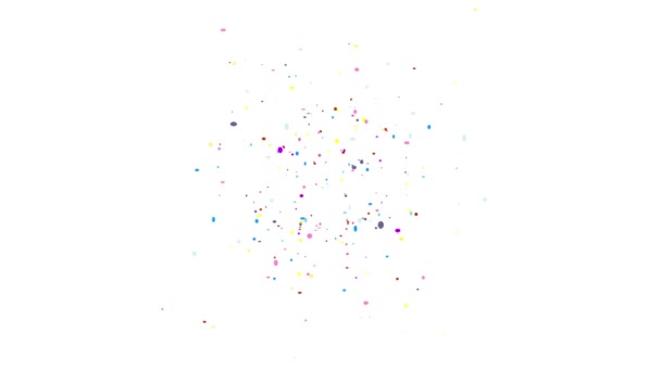 Coriandoli Colorati Esploso Animazione Sfondo Bianco Animazione Concetto Pioggia Coriandoli — Video Stock