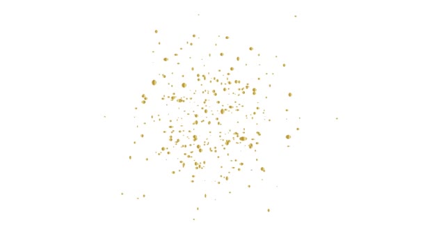 Golden Confetti Exploderade Animation Vit Bakgrund Animation Koncept Konfetti Regn — Stockvideo