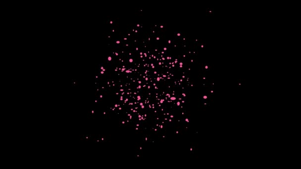 Růžové Konfety Explodovala Animace Černém Pozadí Animace Koncept Konfety Déšť — Stock video