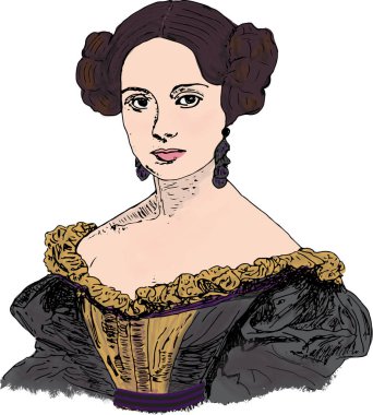 Illustation of Ada Lovelace (1815-1852), daughter of Lord Byron and mathematician, computer science, Ada Lovelace Month clipart