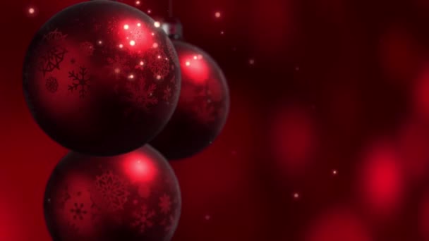 Regalos Navidad Con Bolas Rojas Copos — Vídeo de stock