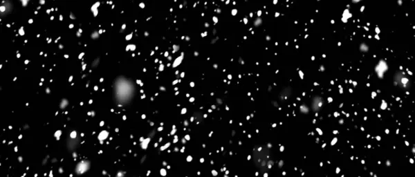 オーバーレイブレンドモードのための黒い背景に焦点を当てて雪片を落とします 黒の雪 選択的な焦点 — ストック写真